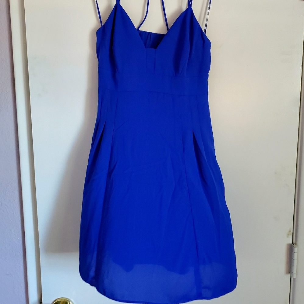 Express Royal Blue Strappy Open-window Back Dress